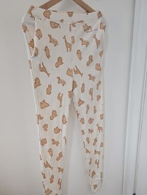 Gelato Pique Women's Cream Animal-Print Ribbed Lounge Pants